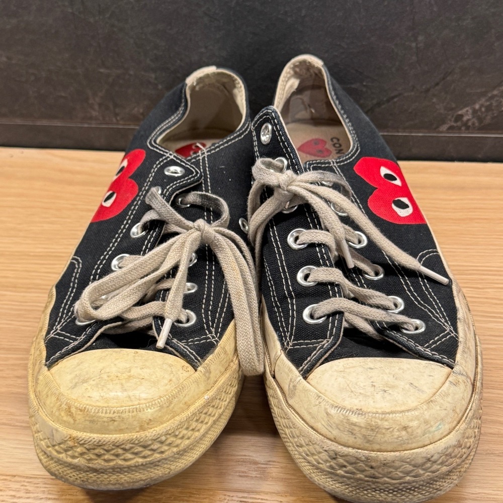 Converse Chuck 70 CDG Sneakers Mens 8 Black Play Comme des Garcons Heart *FLAW - Picture 6 of 13